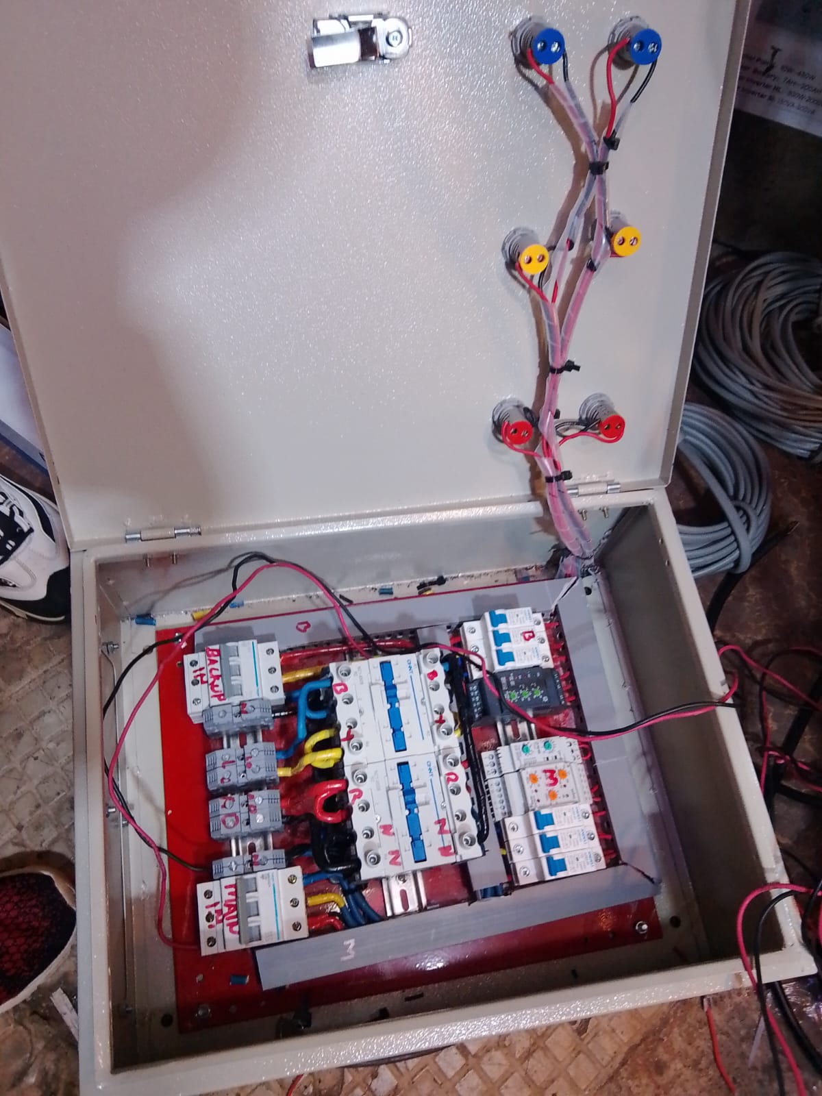 Electrician repairing neutral displacement faults